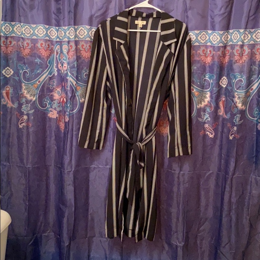 Black striped kimono